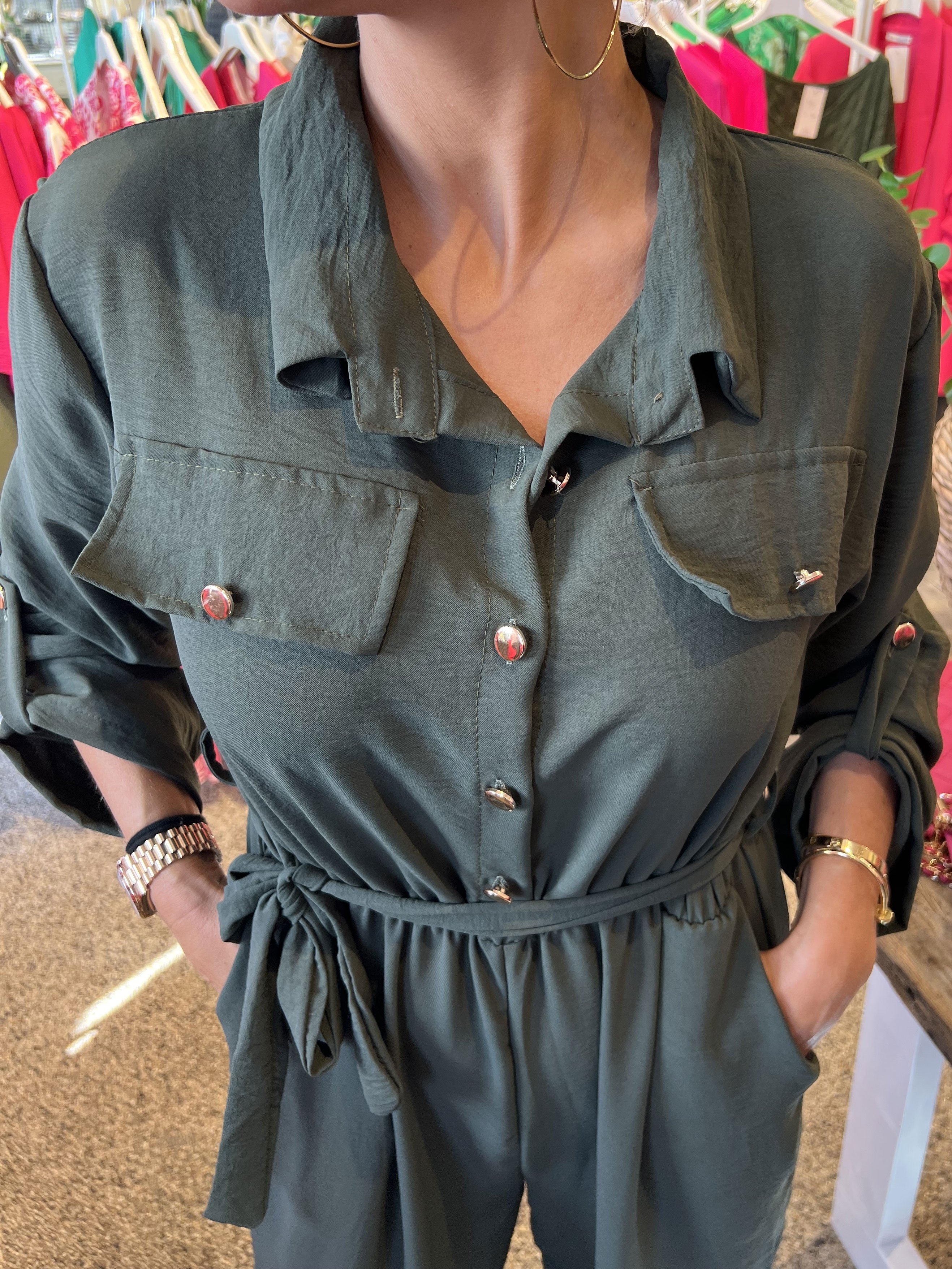 Malina Sleeve - Byxdräkt med guldknappar